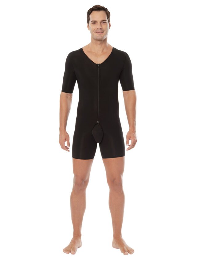 REF 243 Ziperred Sleeved Above Knee Male Liposuction Garment